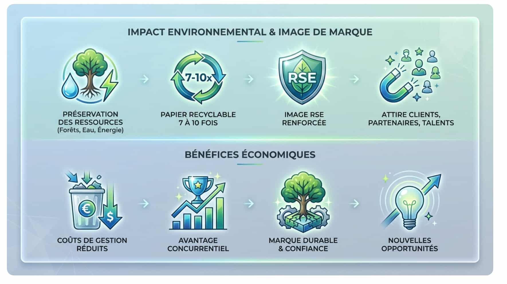 Une infographie sur le recyclage du papier en entreprise.