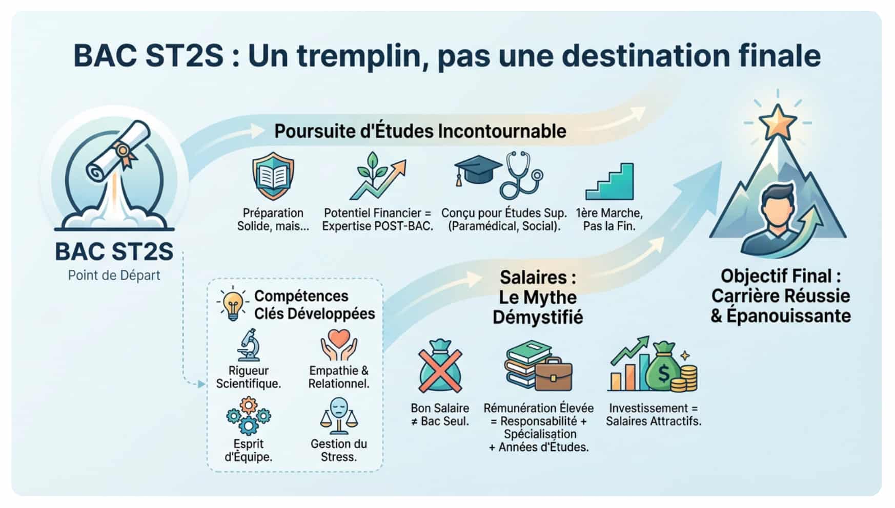 Infographie sur les métiers qui payent bien avec un bac ST2S.