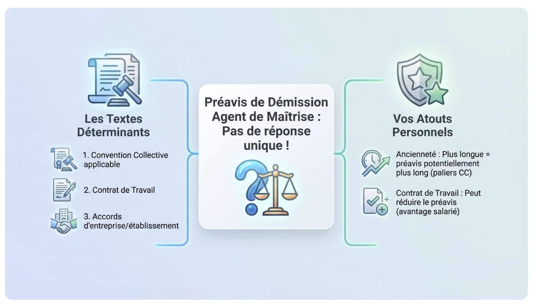 Infographie sur le préavis de démission d'un agent de maîtrise.
