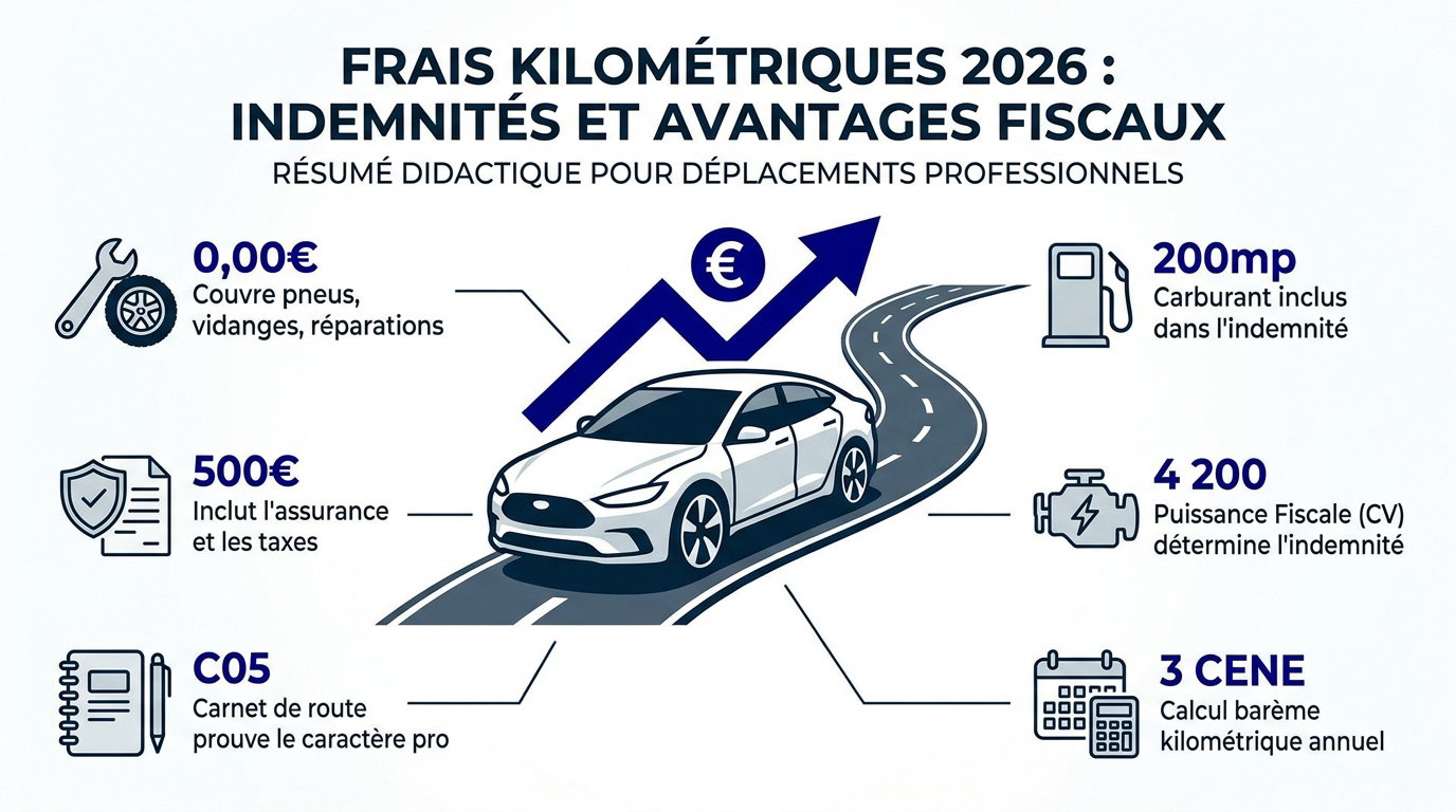 Tableau des barèmes kilométriques 2026 pour la déclaration de revenus
