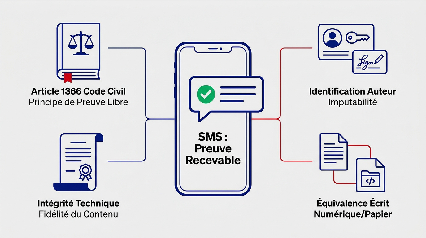 Capture d'écran d'un échange par SMS sur un smartphone pour preuve juridique